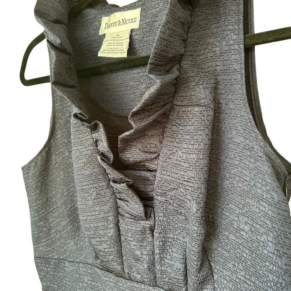 David & Nicole Navy Blue Ruffle Collar Dress Size 10 - Picture 5 of 7